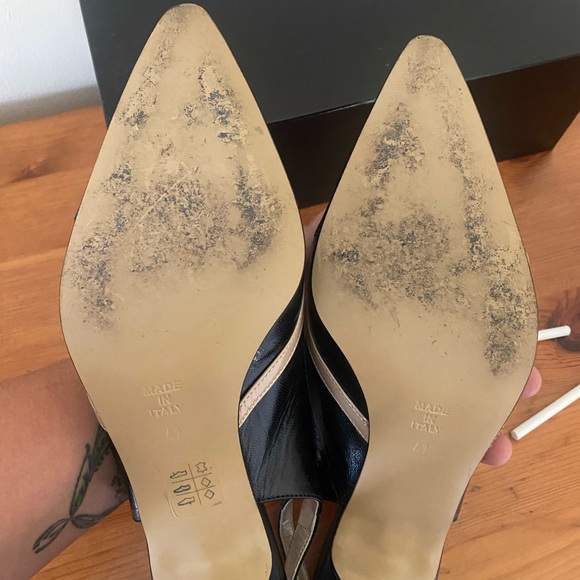 Lovely black and cream heeled shoes, worn once - Picture 3 of 4